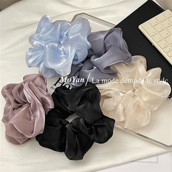  Scrunchies trơn bóng ánh nhũ 