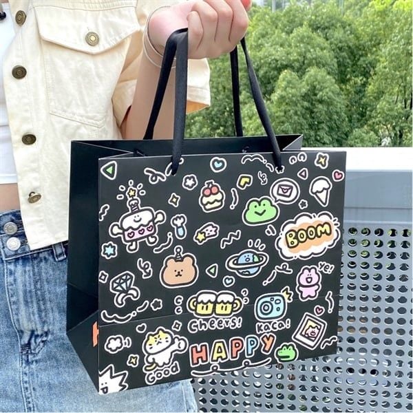  Túi quà chữ hình nhí đen trắng 