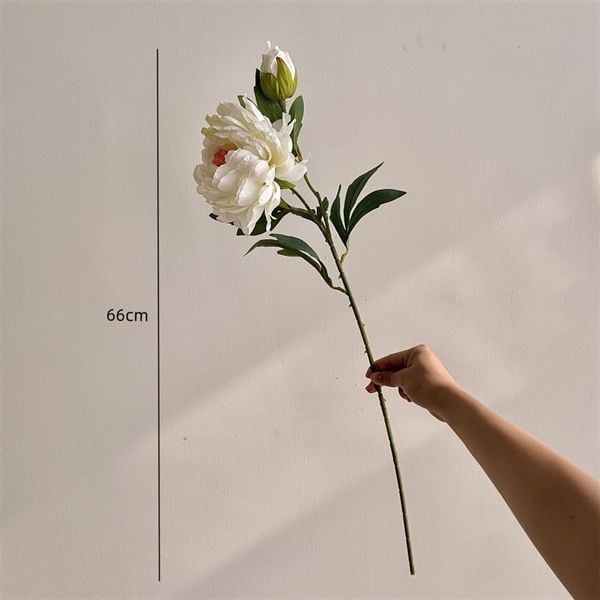  Hoa mẫu đơn giả cành 1 bông + 1 nụ 