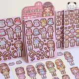  Sticker stylist bé gái Lolita mix quần áo 9 tờ 