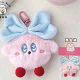  Móc khoá Kirby bông dẹt nơ xanh 