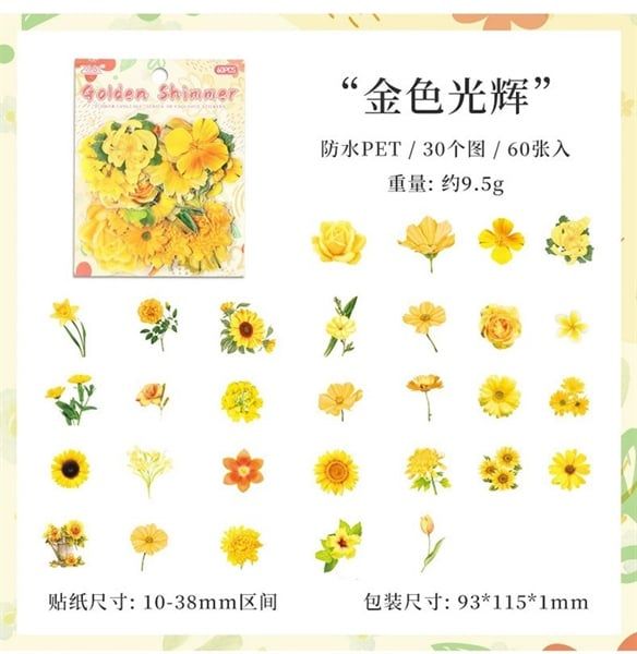  Sticker hoa lá ABC 60 miếng 