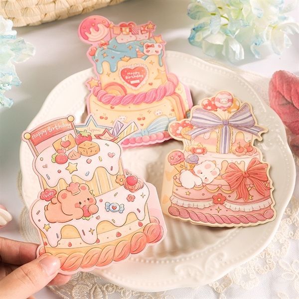  Thiệp bánh sinh nhật gấu thỏ + bao thư 