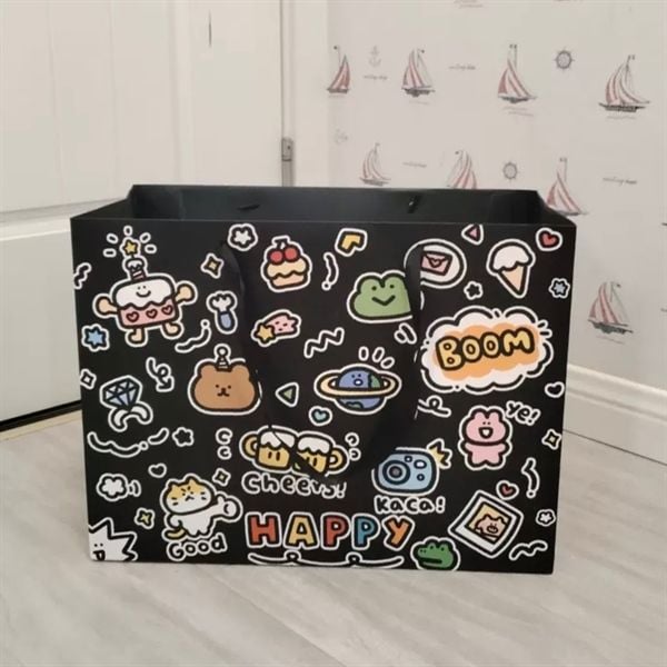  Túi quà chữ hình nhí đen trắng 