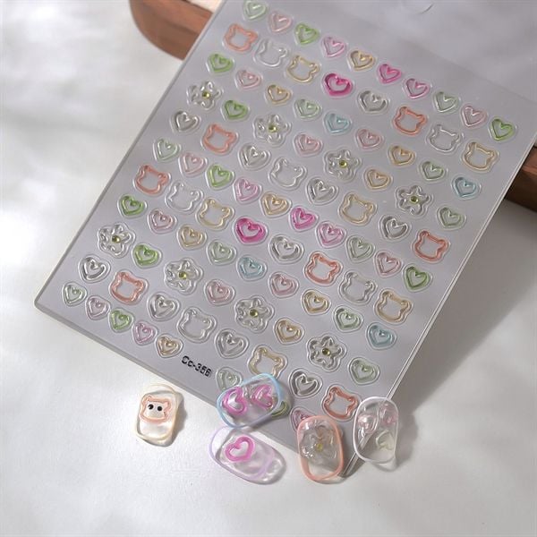  Sticker dán móng viền màu nổi 