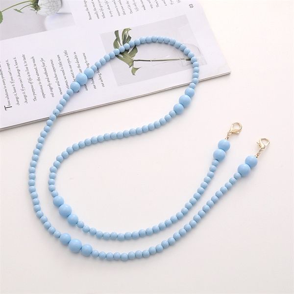  Dây dài đeo chéo thẻ/điện thoại màu trơn mix hạt to nhỏ 