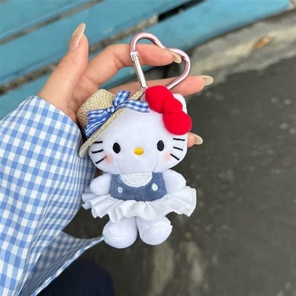  Móc khoá Hello Kitty bông mũ cói váy nhún 