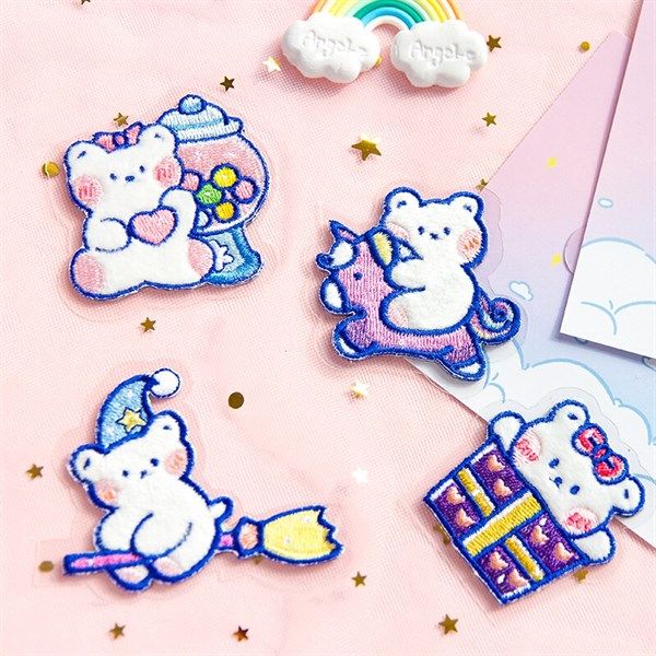  Sticker vải ủi gấu xanh 