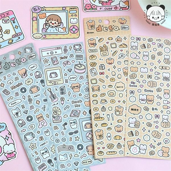  Sticker decor gấu thỏ mèo Telado 2 tờ 