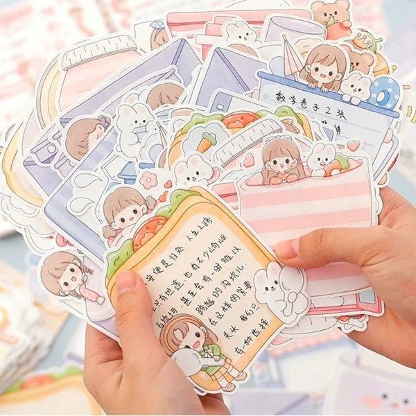  Giấy note bé gái và thỏ 8x9cm 100 tờ 