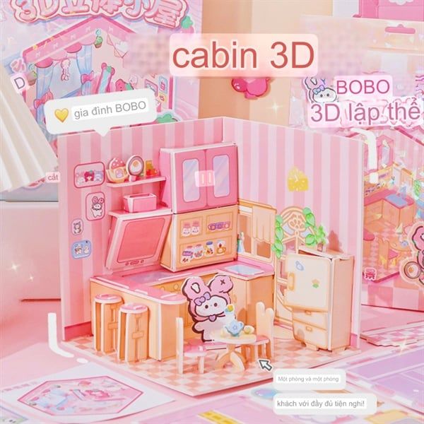  Box sticker dựng 3D căn phòng BOBO 