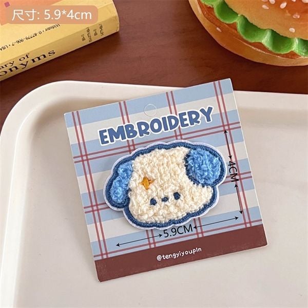  Sticker vải ủi đầu thú chibi bông xù 