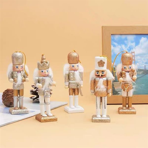  Người gỗ decor Giáng Sinh tone vàng 12cm (set 5) 