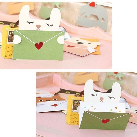  Thiệp thú ôm bao thư trái tim 