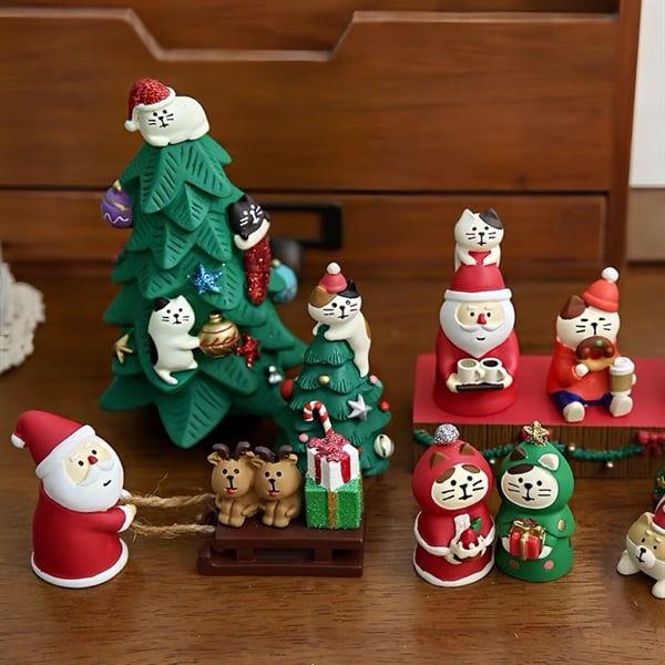  Mô hình mèo Zakka decor Giáng Sinh 