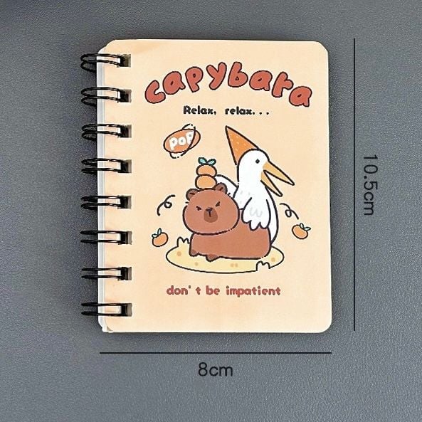  Sổ lò xo mini Capybara 10cm 80 tờ 