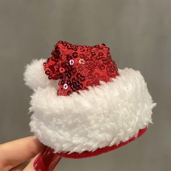  Kẹp tóc mũ Giáng Sinh mini kim tuyến 