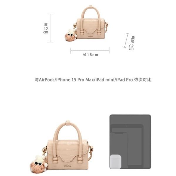  Túi Chio2nd vân da rắn vuông charm bông 