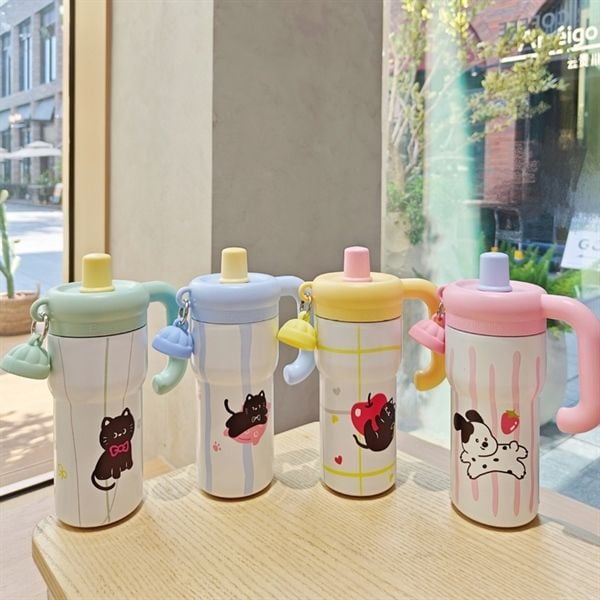  Cốc giữ nhiệt mèo móc khoá 600ml 