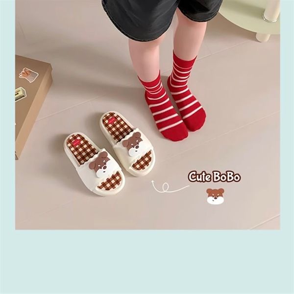  Dép bánh mì cún đế caro 