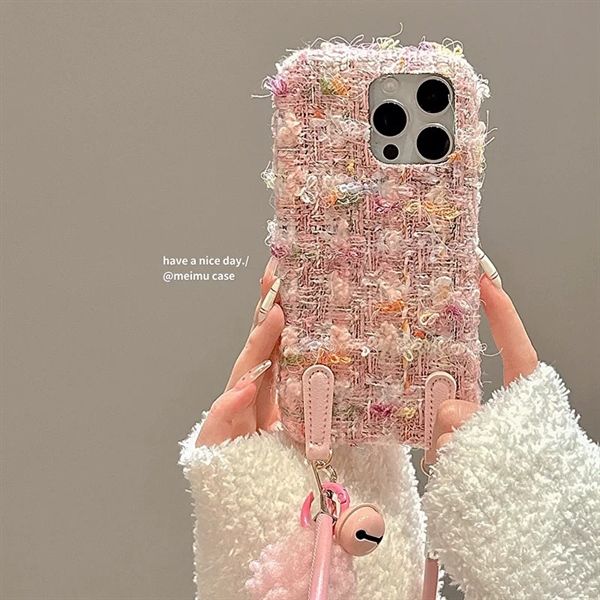  Ốp vải dạ + dây đeo hồng 