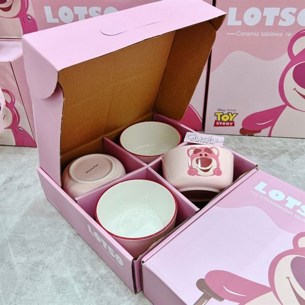  Set 4 bát gấu Lotso + hộp 