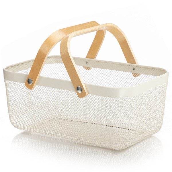 Giỏ sắt quai gỗ 40x25x18cm 
