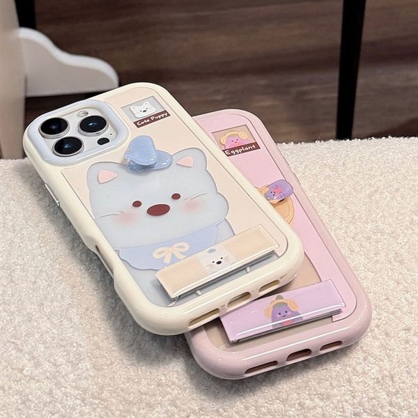  Ốp charm nổi + chân đỡ cún yếm xanh 