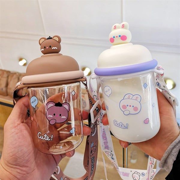  Bình nước Cute! dây đeo 435ml 