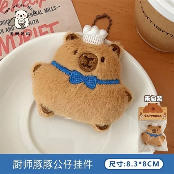  Móc khoá bông Capybara bánh 