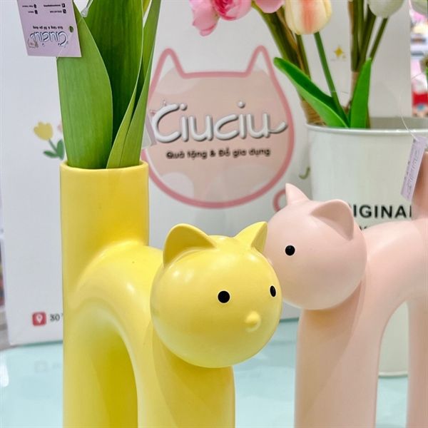  Lọ hoa decor mèo chữ H 