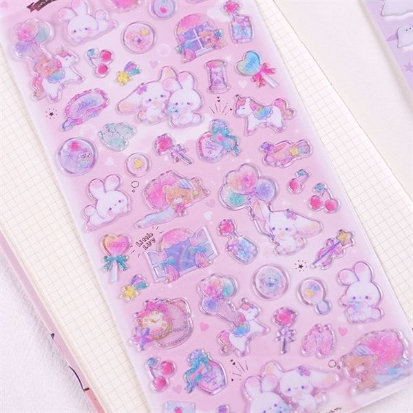  Sticker ánh nhũ nổi thú dễ thương 