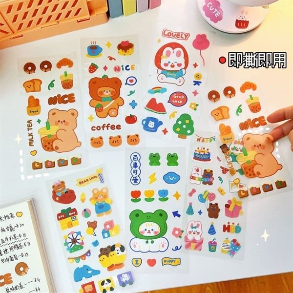  Sticker gấu thỏ nền trong 