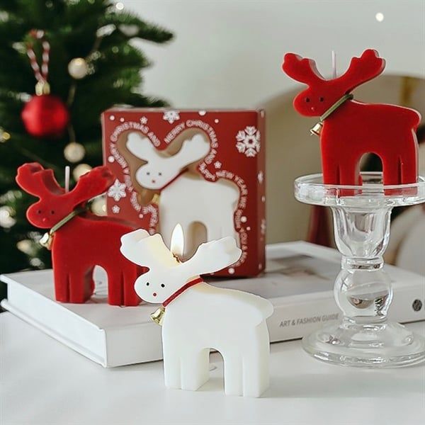  Nến thơm Giáng Sinh tuần lộc chuông 9,2cm 