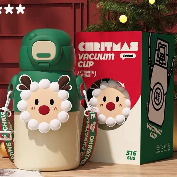  Bình Giáng Sinh mặt thú silicon 500ml 