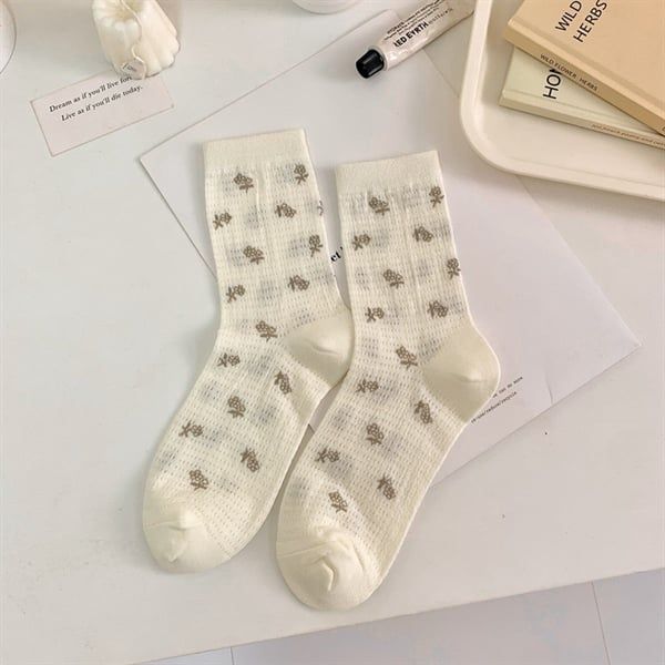  Tất PSA lưới thoáng tone trắng ghi 