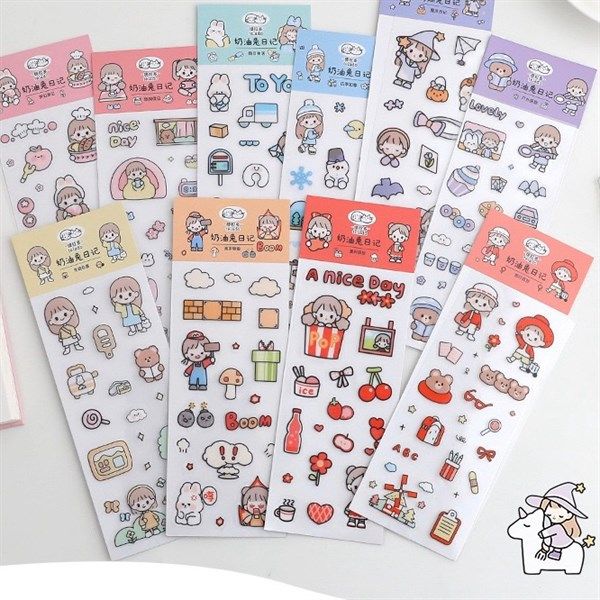  Sticker bé gái gấu & thỏ (nhỏ) 