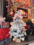  Cây thông giáng sinh phủ tuyết tone hồng 45cm 
