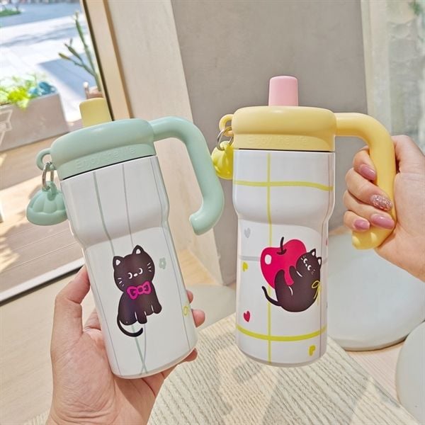 Cốc giữ nhiệt mèo móc khoá 600ml 