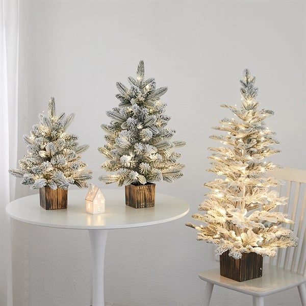  Cây thông phủ tuyết kèm chậu + đèn decor Giáng Sinh 