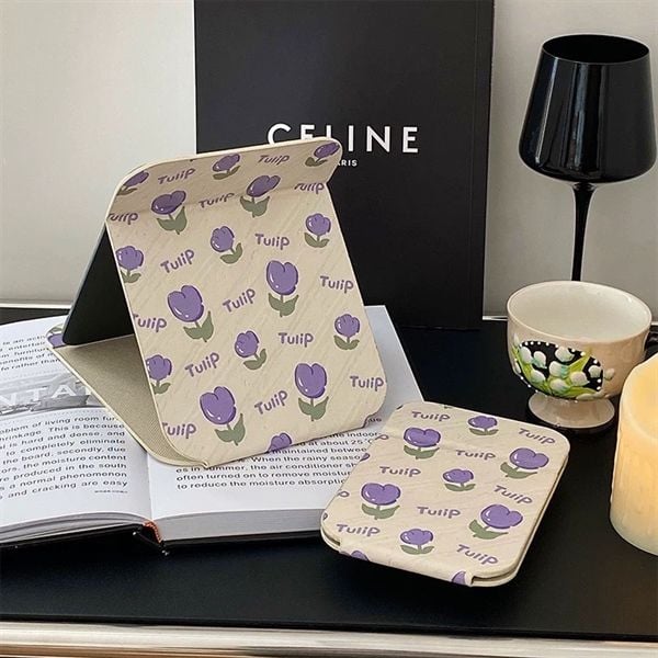  Gương gập hoa tulip tím 