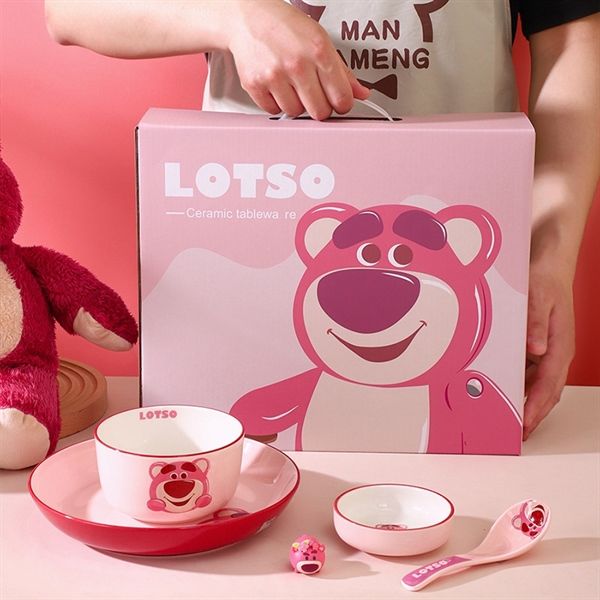  Set bát đĩa gấu Lotso + hộp 