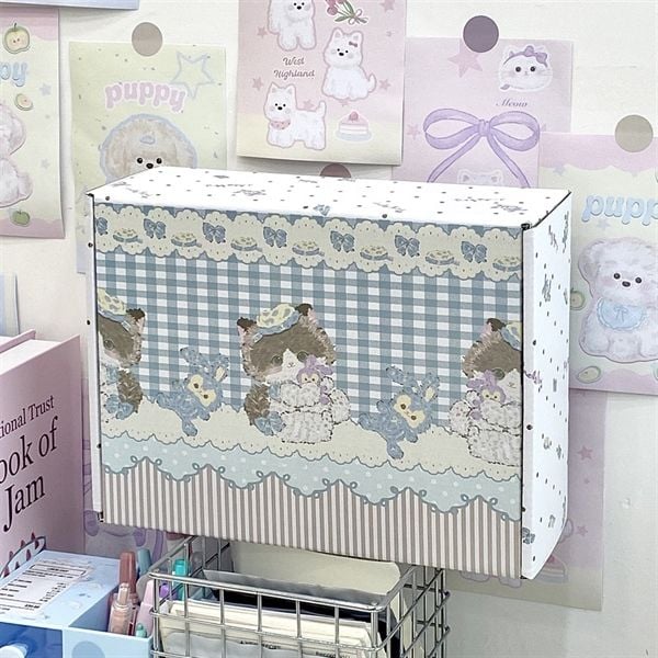  Hộp quà gập mèo caro 25x19x9cm 