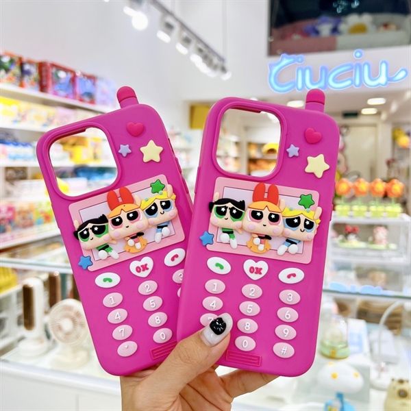  Ốp silicon PowerPuff Girls hồng 