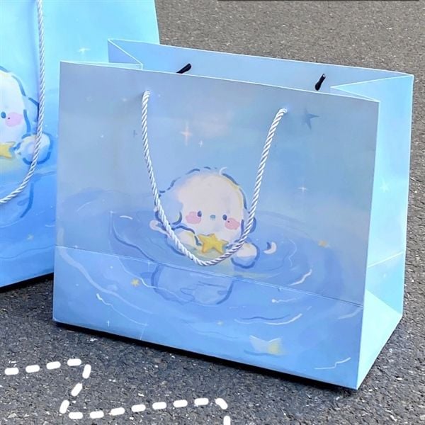  Túi quà cún bơi xanh biển 