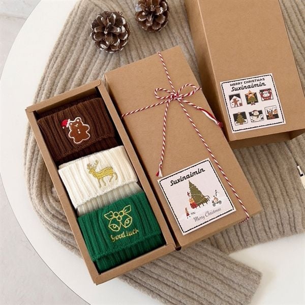  Set 3 tất Giáng Sinh Suxinaimin hộp giấy 