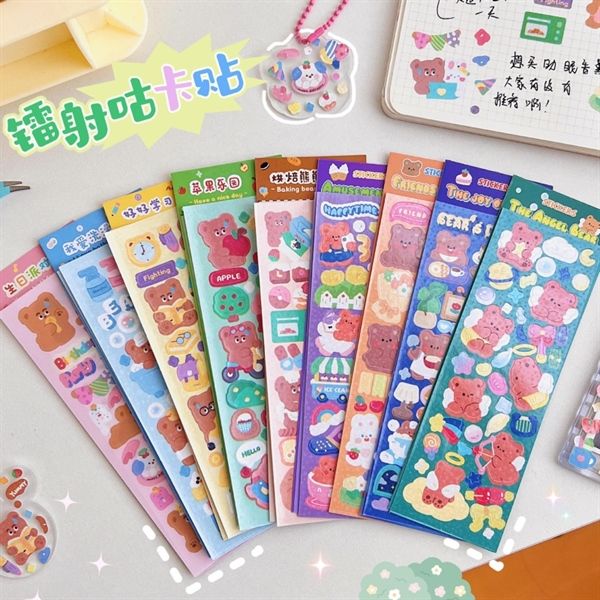  Sticker gấu lấp lánh 2 tấm 