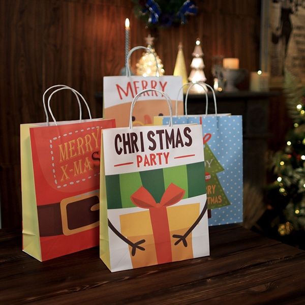  Túi quà Giáng Sinh quai giấy màu sắc 
