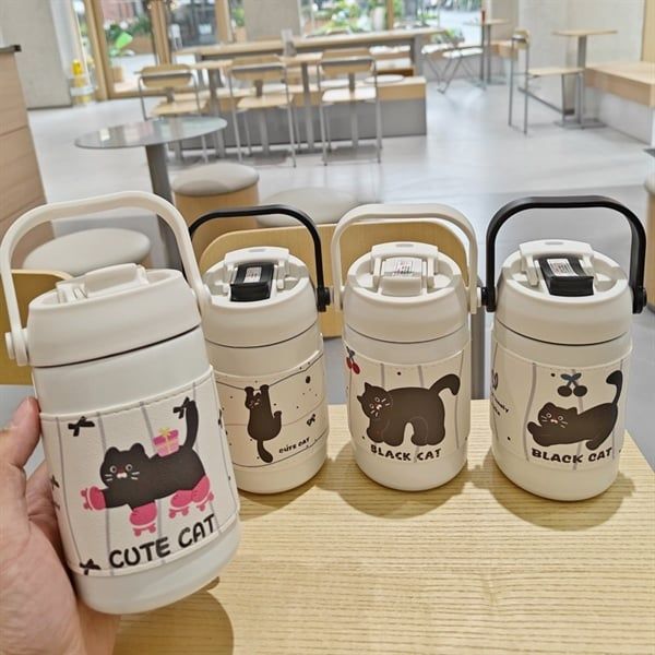  Bình giữ nhiệt mèo bọc da 500ml 