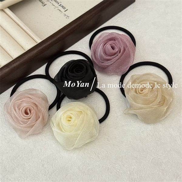  Chun buộc tóc hoa hồng voan 
